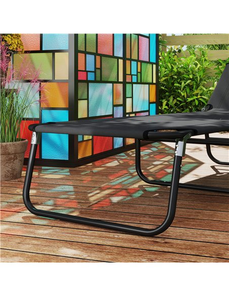Outsunny Garden Sun Lounger, with Five-Position Back - Black - pic 151548 | FastDaddyshop
