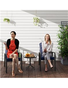 Outsunny 3-Piece Patio Bistro Set, 5-Position Adjustable Recliner Garden Chairs and Tempered Glass Table, Garden Furniture Set w 2
