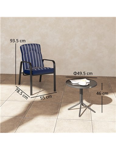 Outsunny 3-Piece Patio Bistro Set, 5-Position Adjustable Recliner Garden Chairs and Tempered Glass Table, Garden Furniture Set w