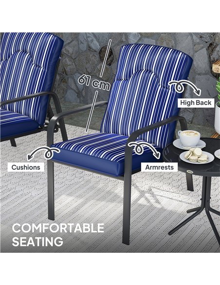 Outsunny 3-Piece Patio Bistro Set, 5-Position Adjustable Recliner Garden Chairs and Tempered Glass Table, Garden Furniture Set w - pic 151563 | FastDaddyshop