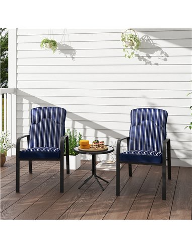 Outsunny 3-Piece Patio Bistro Set, 5-Position Adjustable Recliner Garden Chairs and Tempered Glass Table, Garden Furniture Set w