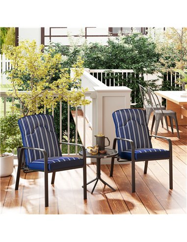 Outsunny 3-Piece Patio Bistro Set, 5-Position Adjustable Recliner Garden Chairs and Tempered Glass Table, Garden Furniture Set w