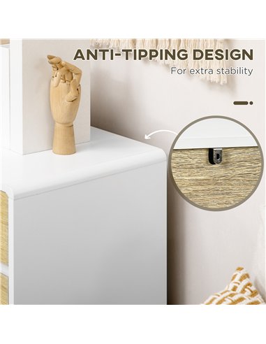 HOMCOM Chest of Four Drawers - Wood-Effect/White
