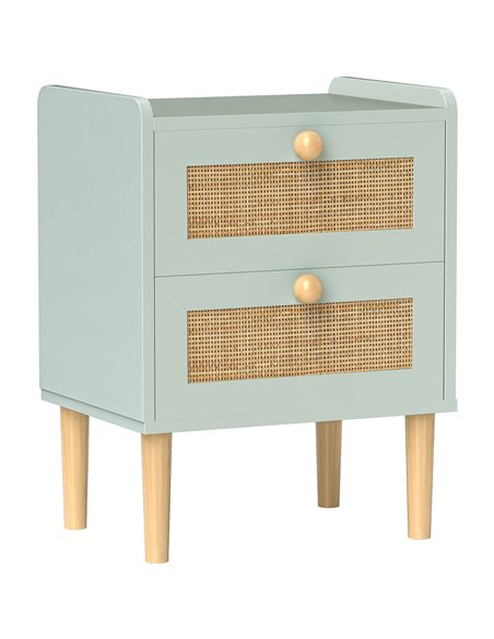 HOMCOM Bedroom Chest of Drawers, Boho Rattan Dresser with 2 Drawers, Storage Cabinet for Living Room, Hallway, Entryway, Light B - pic 151576 | FastDaddyshop