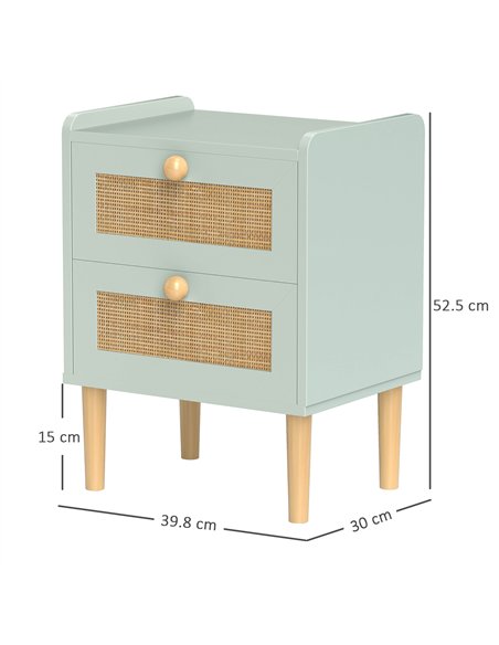 HOMCOM Bedroom Chest of Drawers, Boho Rattan Dresser with 2 Drawers, Storage Cabinet for Living Room, Hallway, Entryway, Light B - pic 151578 | FastDaddyshop