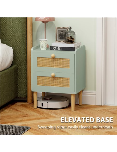HOMCOM Bedroom Chest of Drawers, Boho Rattan Dresser with 2 Drawers, Storage Cabinet for Living Room, Hallway, Entryway, Light B - pic 151582 | FastDaddyshop