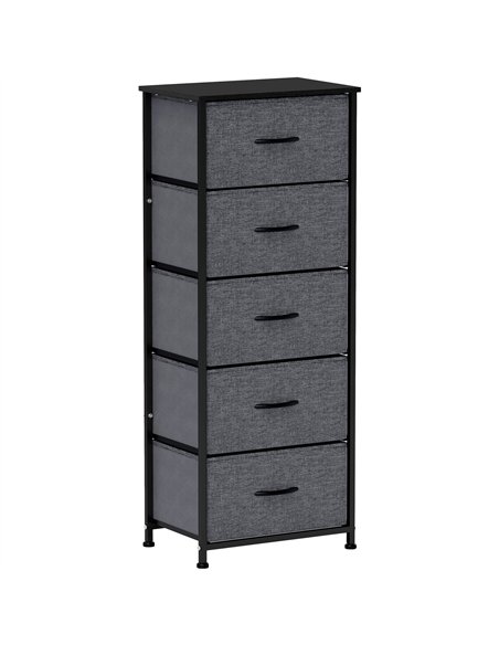 HOMCOM Fabric Chest of Drawers, Storage Drawers, Industrial Bedroom Dresser with 5 Fabric Drawers, Steel Frame and Wooden Top fo - pic 151585 | FastDaddyshop