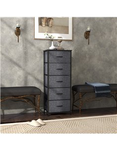 HOMCOM Fabric Chest of Drawers, Storage Drawers, Industrial Bedroom Dresser with 5 Fabric Drawers, Steel Frame and Wooden Top fo 2