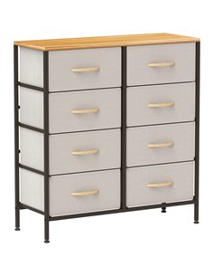 HOMCOM Fabric Chest of Drawers, Storage Drawers, Industrial Bedroom Dresser with 8 Fabric Drawers, Steel Frame and Wooden Top fo
