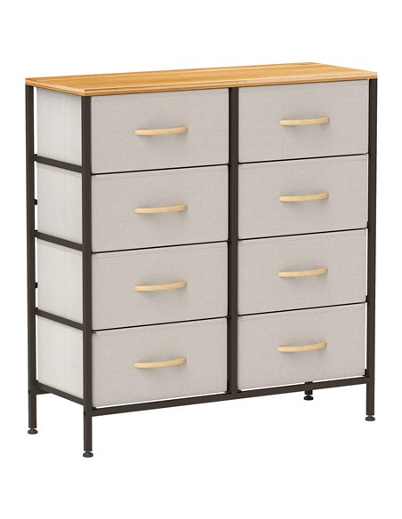 HOMCOM Fabric Chest of Drawers, Storage Drawers, Industrial Bedroom Dresser with 8 Fabric Drawers, Steel Frame and Wooden Top fo - pic 151594 | FastDaddyshop