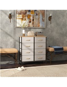 HOMCOM Fabric Chest of Drawers, Storage Drawers, Industrial Bedroom Dresser with 8 Fabric Drawers, Steel Frame and Wooden Top fo 2