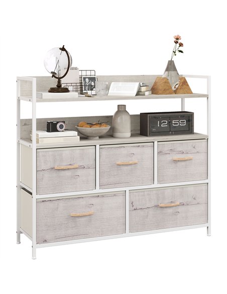 HOMCOM Rustic Chest of Five Fabric Drawers - Natural - pic 151603 | FastDaddyshop