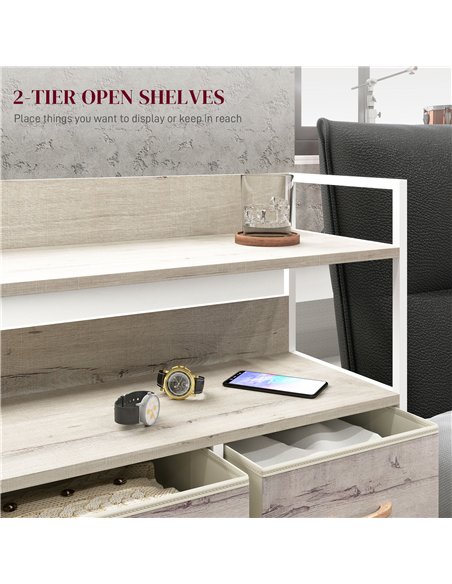 HOMCOM Rustic Chest of Five Fabric Drawers - Natural - pic 151607 | FastDaddyshop