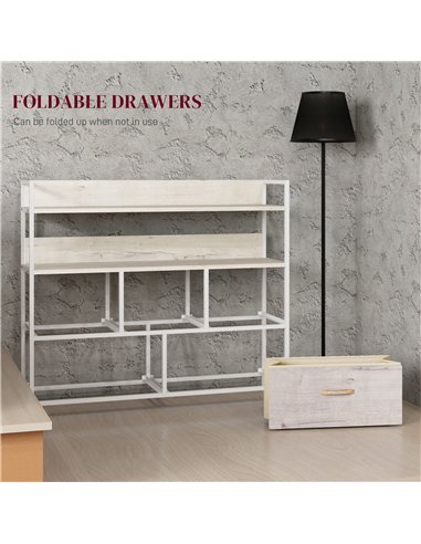 HOMCOM Rustic Chest of Five Fabric Drawers - Natural