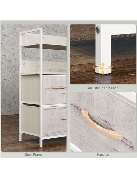 HOMCOM Rustic Chest of Five Fabric Drawers - Natural - pic 151609 | FastDaddyshop