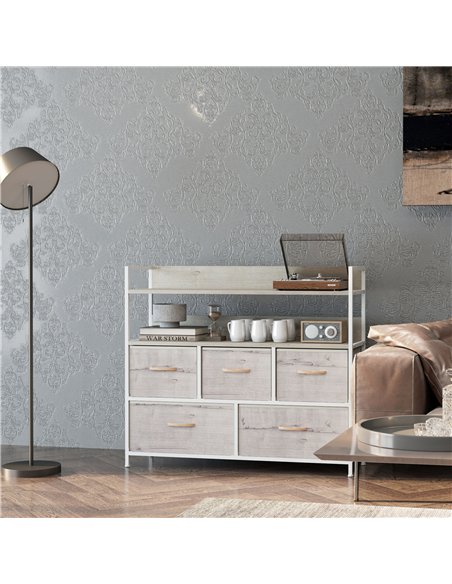 HOMCOM Rustic Chest of Five Fabric Drawers - Natural - pic 151610 | FastDaddyshop