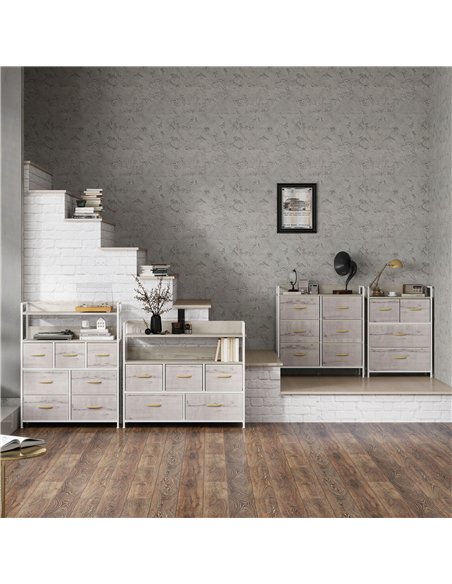 HOMCOM Rustic Chest of Five Fabric Drawers - Natural - pic 151611 | FastDaddyshop