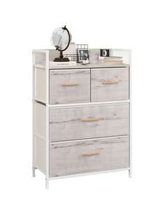 HOMCOM Rustic Chest of Four Fabric Drawers - Black