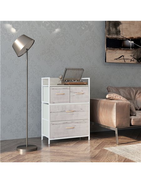HOMCOM Rustic Chest of Four Fabric Drawers - Black - pic 151613 | FastDaddyshop