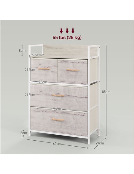 HOMCOM Rustic Chest of Four Fabric Drawers - Black - pic 151614 | FastDaddyshop