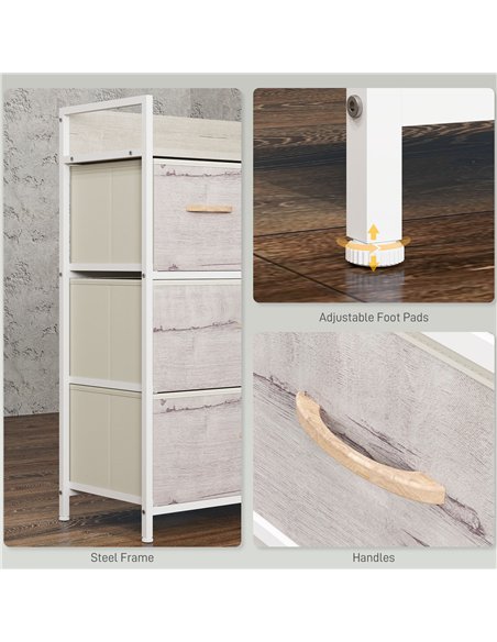 HOMCOM Rustic Chest of Four Fabric Drawers - Black - pic 151618 | FastDaddyshop