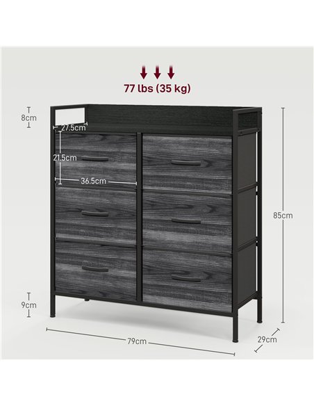 HOMCOM Rustic Chest of Six Fabric Drawers - Black - pic 151623 | FastDaddyshop