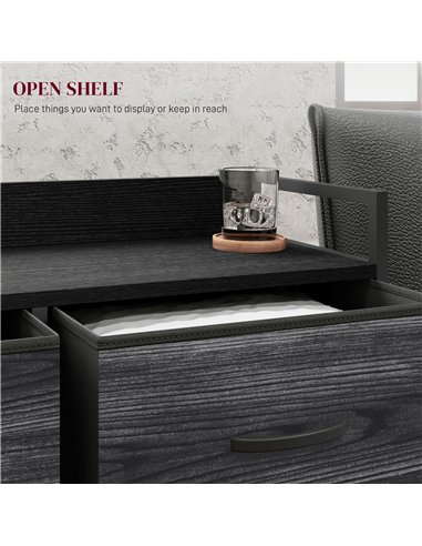 HOMCOM Rustic Chest of Six Fabric Drawers - Black