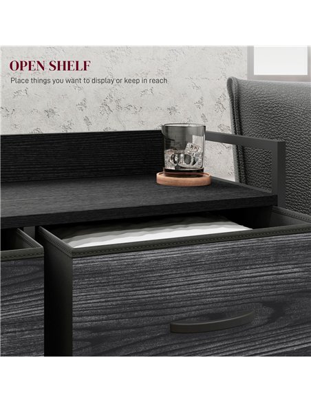 HOMCOM Rustic Chest of Six Fabric Drawers - Black - pic 151625 | FastDaddyshop