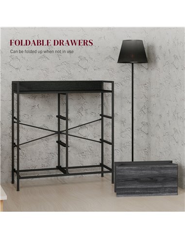 HOMCOM Rustic Chest of Six Fabric Drawers - Black
