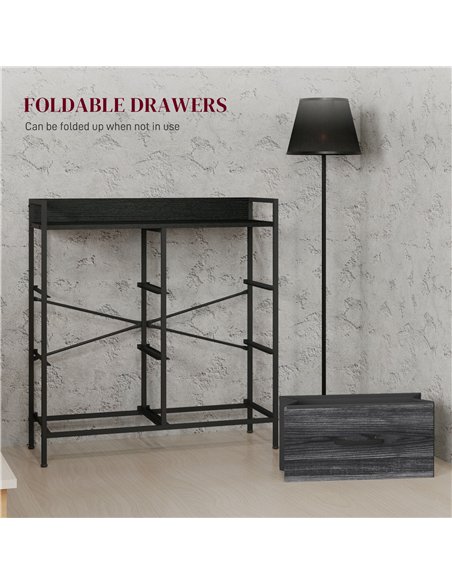 HOMCOM Rustic Chest of Six Fabric Drawers - Black - pic 151626 | FastDaddyshop