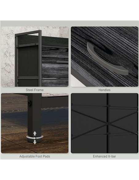 HOMCOM Rustic Chest of Six Fabric Drawers - Black - pic 151627 | FastDaddyshop