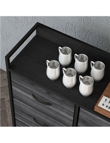 HOMCOM Rustic Chest of Six Fabric Drawers - Black