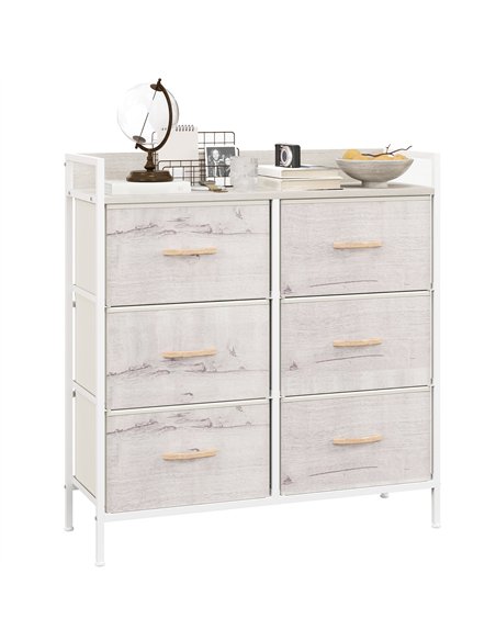 HOMCOM Rustic Chest of Six Fabric Drawers - Natural - pic 151630 | FastDaddyshop