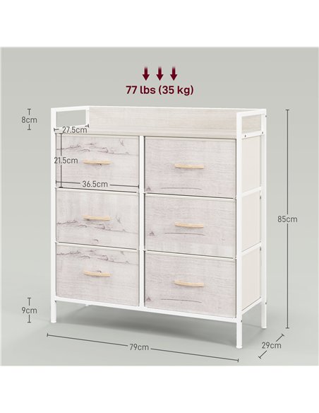 HOMCOM Rustic Chest of Six Fabric Drawers - Natural - pic 151632 | FastDaddyshop