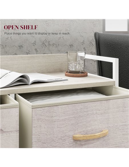 HOMCOM Rustic Chest of Six Fabric Drawers - Natural - pic 151634 | FastDaddyshop