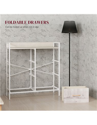 HOMCOM Rustic Chest of Six Fabric Drawers - Natural