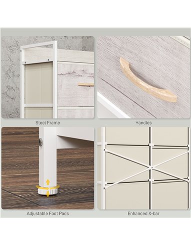 HOMCOM Rustic Chest of Six Fabric Drawers - Natural