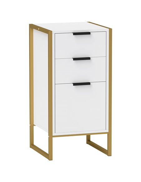 HOMCOM Bedroom Chest of Drawers, Industrial 3-Drawer Dresser, Storage Drawers Unit with Metal Frame for Living Room, White - pic 151639 | FastDaddyshop