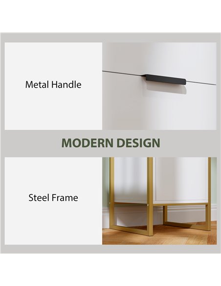 HOMCOM Bedroom Chest of Drawers, Industrial 3-Drawer Dresser, Storage Drawers Unit with Metal Frame for Living Room, White - pic 151643 | FastDaddyshop