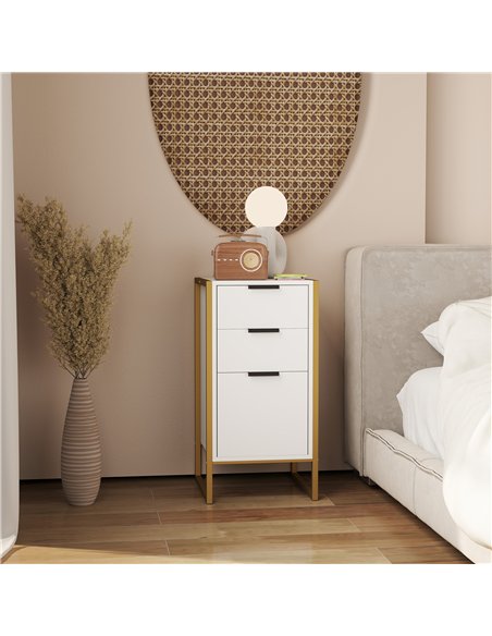 HOMCOM Bedroom Chest of Drawers, Industrial 3-Drawer Dresser, Storage Drawers Unit with Metal Frame for Living Room, White - pic 151644 | FastDaddyshop