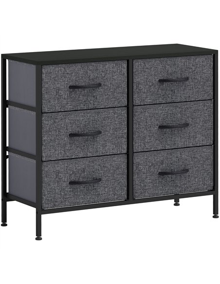 HOMCOM Fabric Chest of Drawers, Storage Drawers, Industrial Bedroom Dresser with 6 Fabric Drawers, Steel Frame and Wooden Top fo - pic 151648 | FastDaddyshop