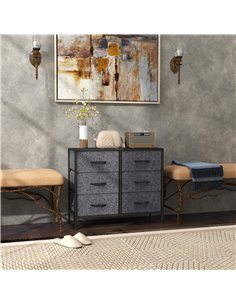 HOMCOM Fabric Chest of Drawers, Storage Drawers, Industrial Bedroom Dresser with 6 Fabric Drawers, Steel Frame and Wooden Top fo 2
