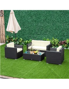 Outsunny 4-Seater Garden Rattan Sofa Set, Black 2