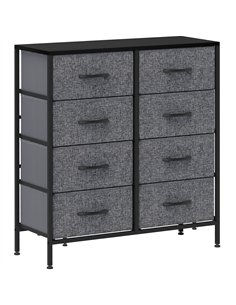 HOMCOM Fabric Chest of Drawers, Storage Drawers, Industrial Bedroom Dresser with 8 Fabric Drawers, Steel Frame and Wooden Top fo