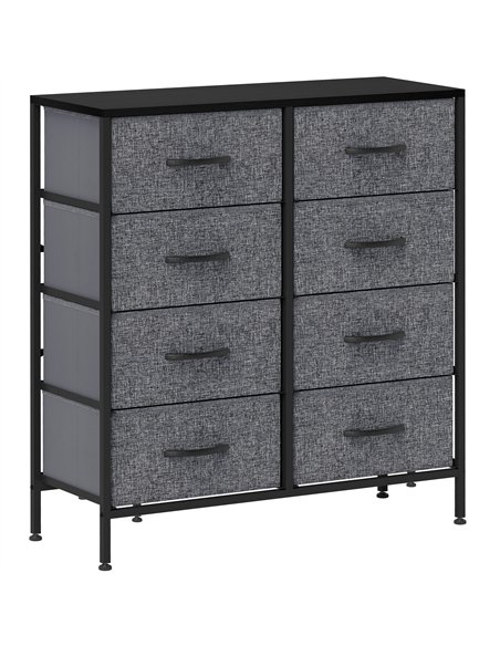 HOMCOM Fabric Chest of Drawers, Storage Drawers, Industrial Bedroom Dresser with 8 Fabric Drawers, Steel Frame and Wooden Top fo - pic 151657 | FastDaddyshop