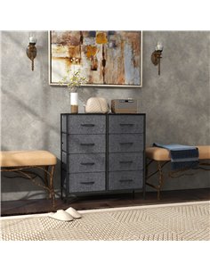 HOMCOM Fabric Chest of Drawers, Storage Drawers, Industrial Bedroom Dresser with 8 Fabric Drawers, Steel Frame and Wooden Top fo 2