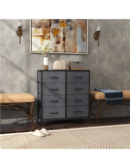 HOMCOM Fabric Chest of Drawers, Storage Drawers, Industrial Bedroom Dresser with 8 Fabric Drawers, Steel Frame and Wooden Top fo - pic 151658 | FastDaddyshop