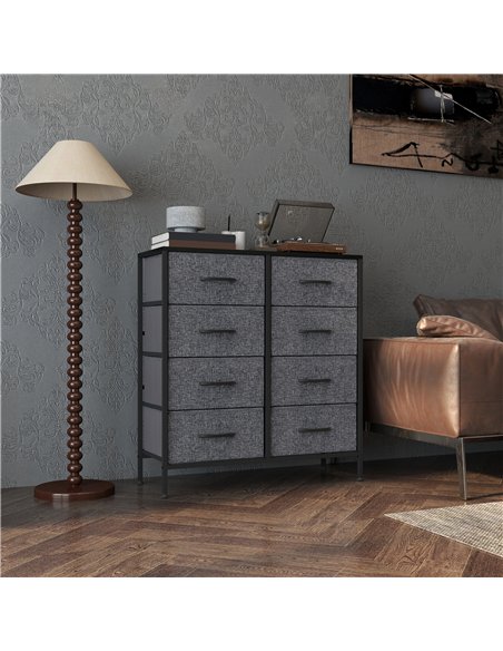 HOMCOM Fabric Chest of Drawers, Storage Drawers, Industrial Bedroom Dresser with 8 Fabric Drawers, Steel Frame and Wooden Top fo - pic 151663 | FastDaddyshop