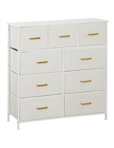 HOMCOM Chest of Drawers with 9 Fabric Drawers, Boucle Storage Organiser with Steel Frame, Fabric Dresser for Bedroom, Living Roo