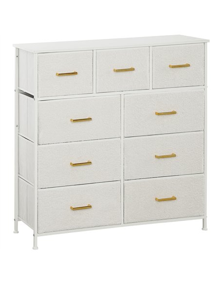 HOMCOM Chest of Drawers with 9 Fabric Drawers, Boucle Storage Organiser with Steel Frame, Fabric Dresser for Bedroom, Living Roo - pic 151675 | FastDaddyshop